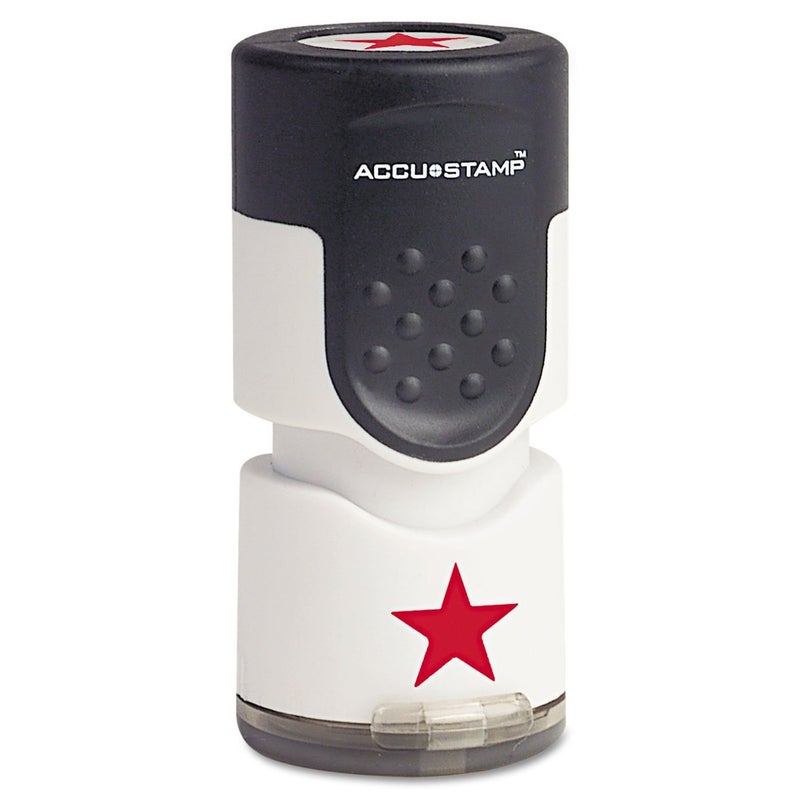 Accustamp 030726 Pre-Inked round Stamp with Star 5/8-Inch Dia. Red - Image 1